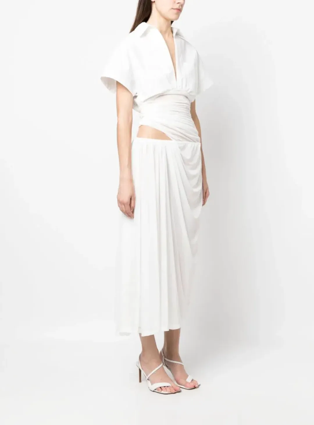 Christopher Esber Comosum Clash Shirt Midi Dress White Size 6 for rent on The Volte - main image