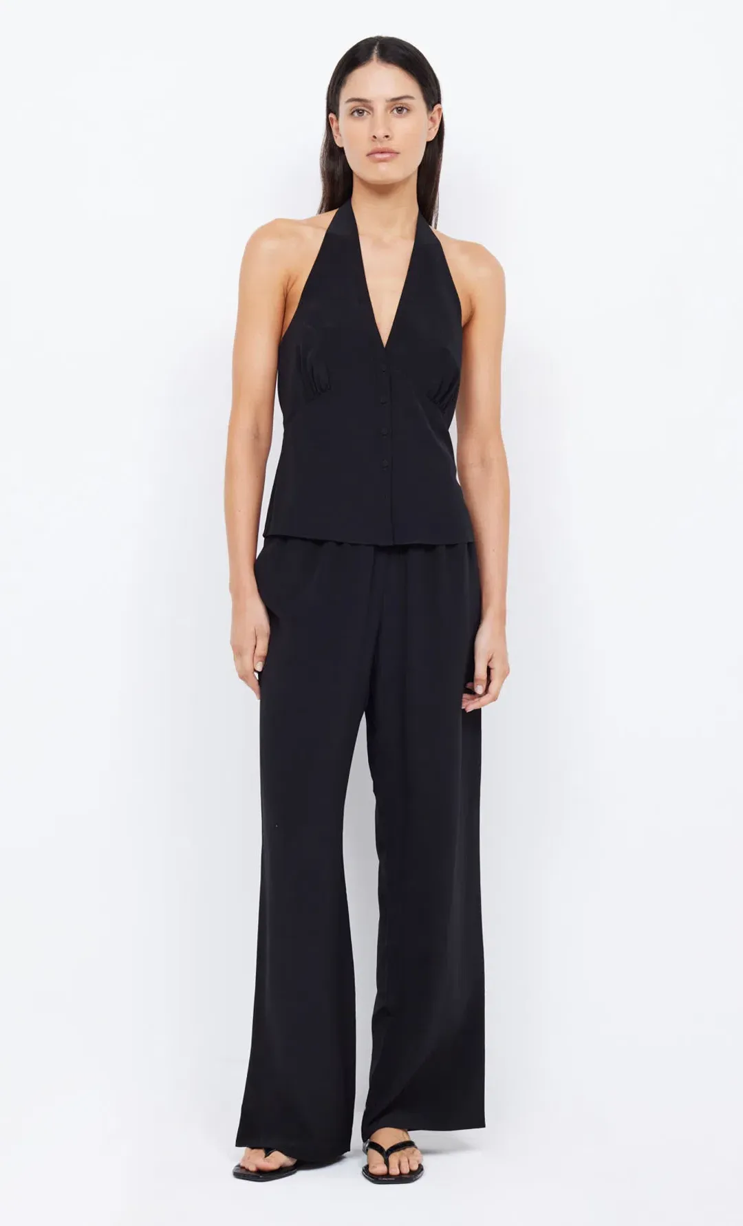 Bec & Bridge Archer Halter Top and Pant Set in Black Size 8 for rent on The Volte - main image