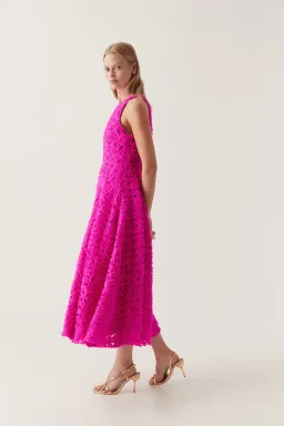 Aje Quintette Midi Dress Deep Magenta Size XXS / AU 4 for rent on The Volte - image 3