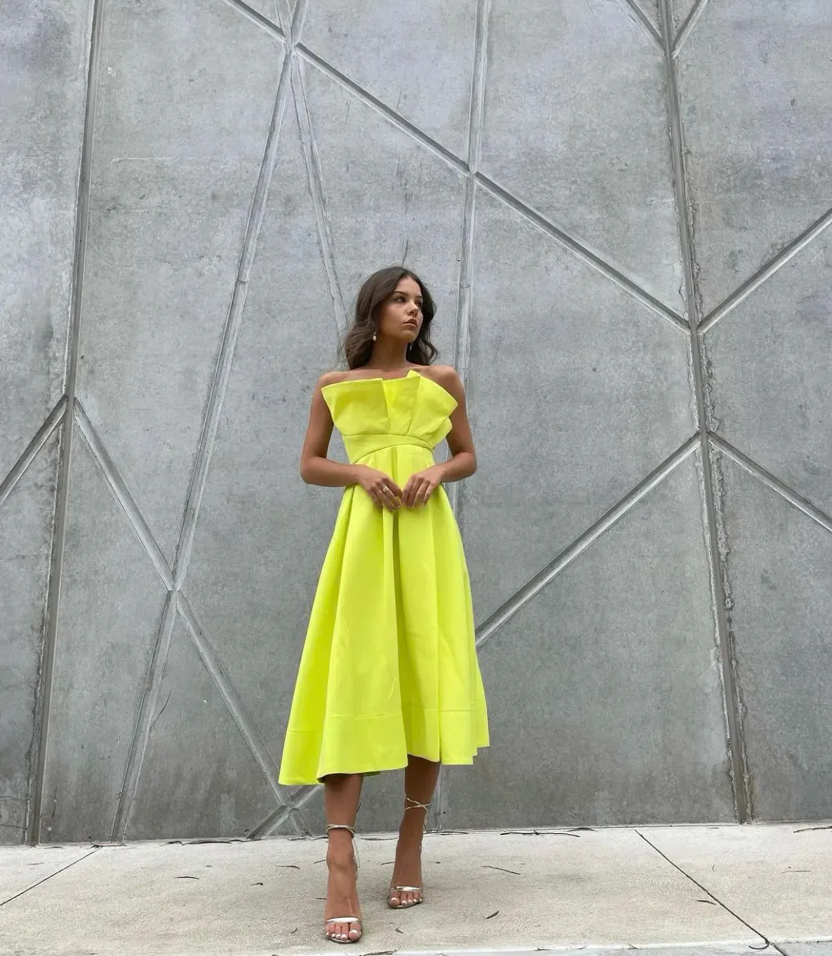 Sheike Florence Midi Dress Yellow Size 12 for rent on The Volte - main image