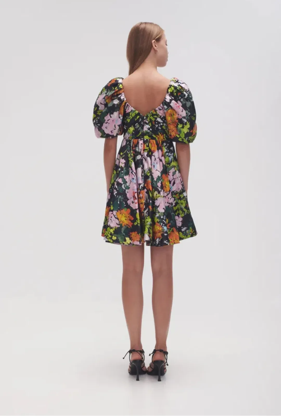 AJE Gabrielle Mini Plunge Dress Midnight Floral Size 14  for rent on The Volte - main image