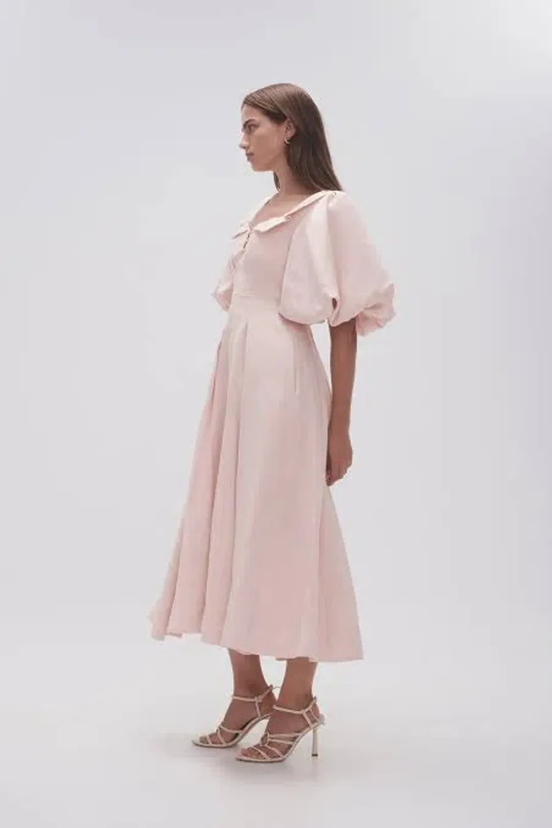 Aje Jessica Frill Midi Dress soft pink size 6 for rent on The Volte - main image