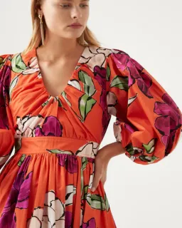 Aje The Marlene Floral Midi Dress Vivid Camellia Size 10 for rent on The Volte - image 2