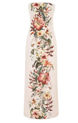 Zimmermann Lexi Column Midi Dress Ivory Palm Floral Size 2 / AU 12  for rent on The Volte - image 4