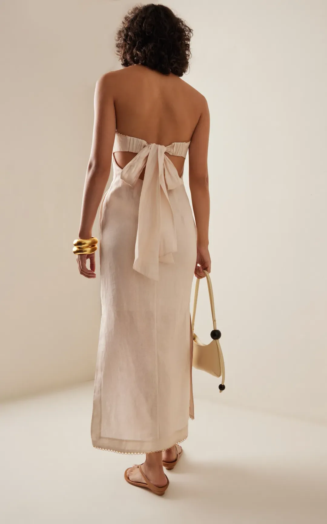 Zimmermann Lexi Column Midi Dress Ivory Palm Floral Size 2 / AU 12  for rent on The Volte - main image