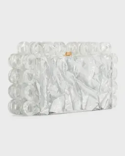Cult Gaia Harlow Ring Crinkled Metallic Silver Clutch Bag for rent on The Volte - image 3