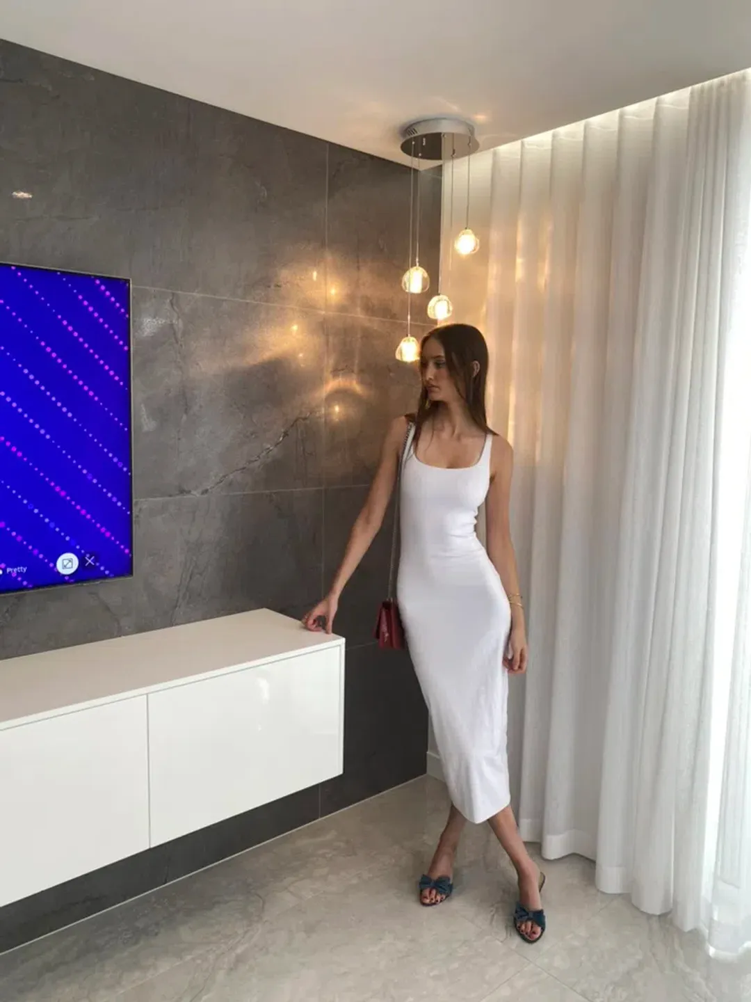 Kookai Larissa Midi Dress White Size 0 / AU 6  for rent on The Volte - main image