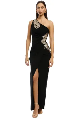 Montique Donatella Applique Gown in Black Size 20 for rent on The Volte - image 1