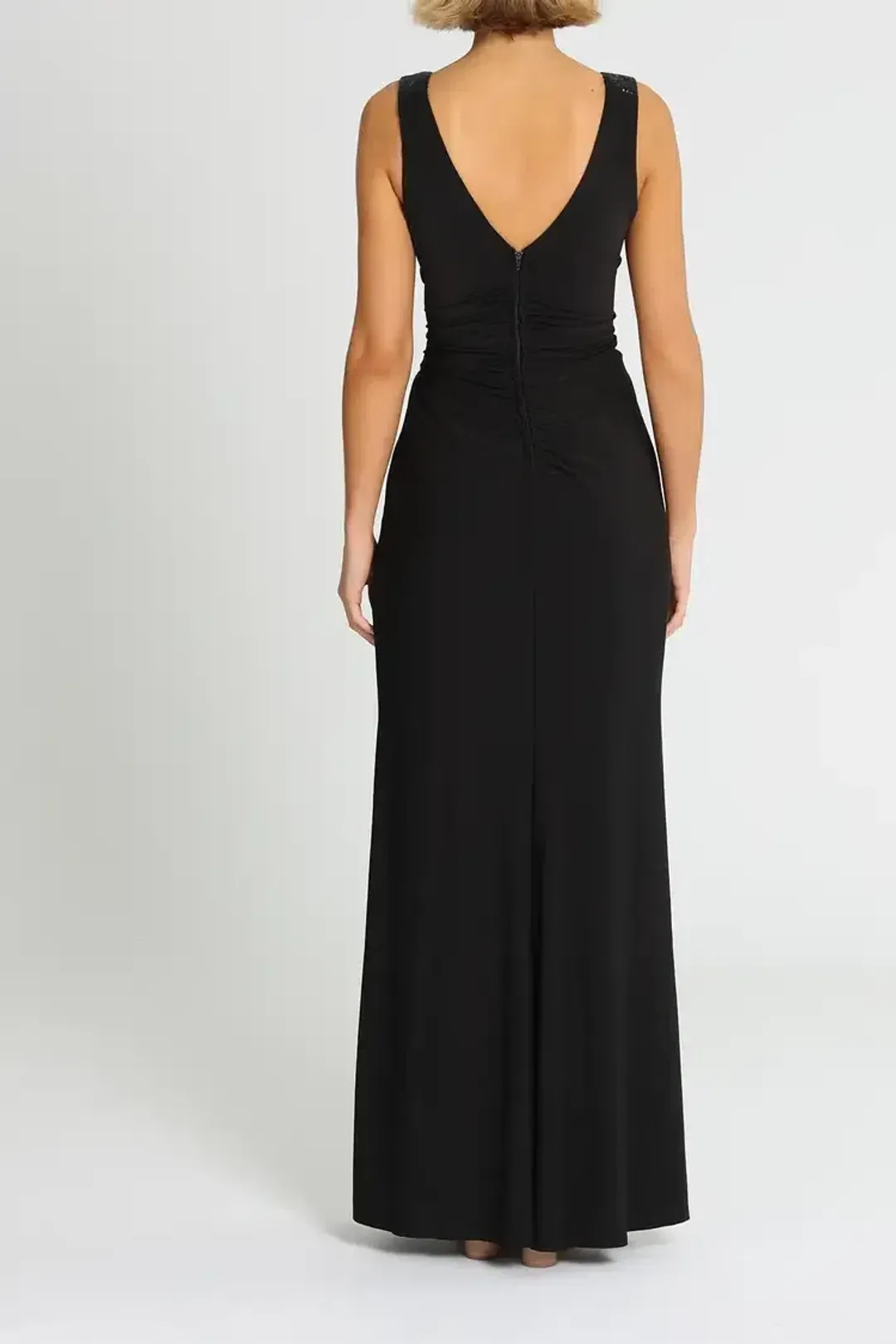 Montique Amalia Jersey Wrap Gown Black Size 18 for rent on The Volte - main image