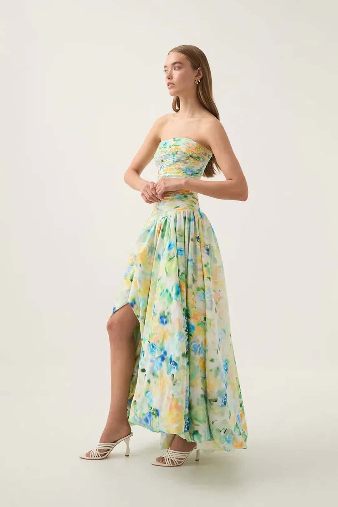 Aje Violette Bubble Hem Maxi Dress Floral Haze Size 8 for rent on The Volte - main image
