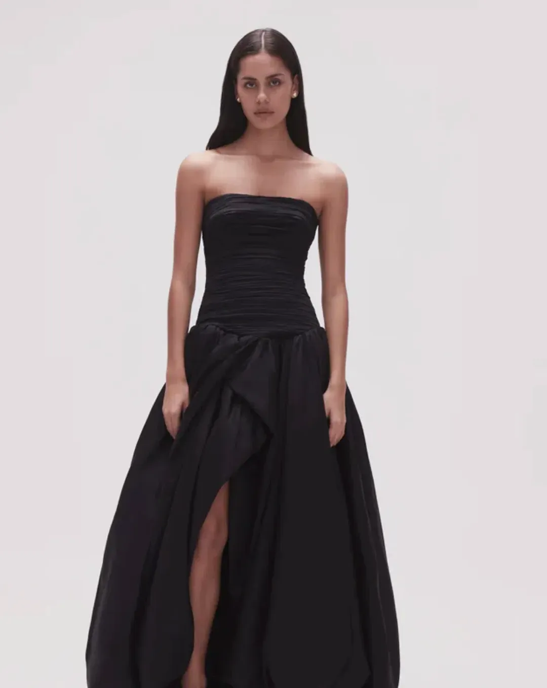 Aje Violette Bubble Hem Maxi Dress Black Size 8 for rent on The Volte - main image