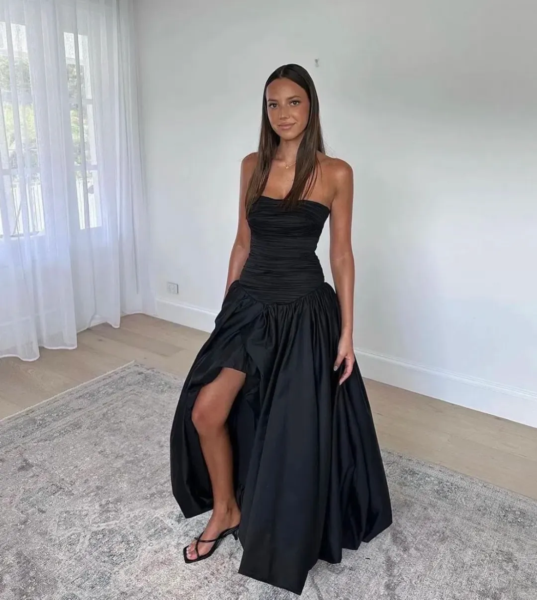Aje Violette Bubble Hem Maxi Dress Black Size 8 for rent on The Volte - main image