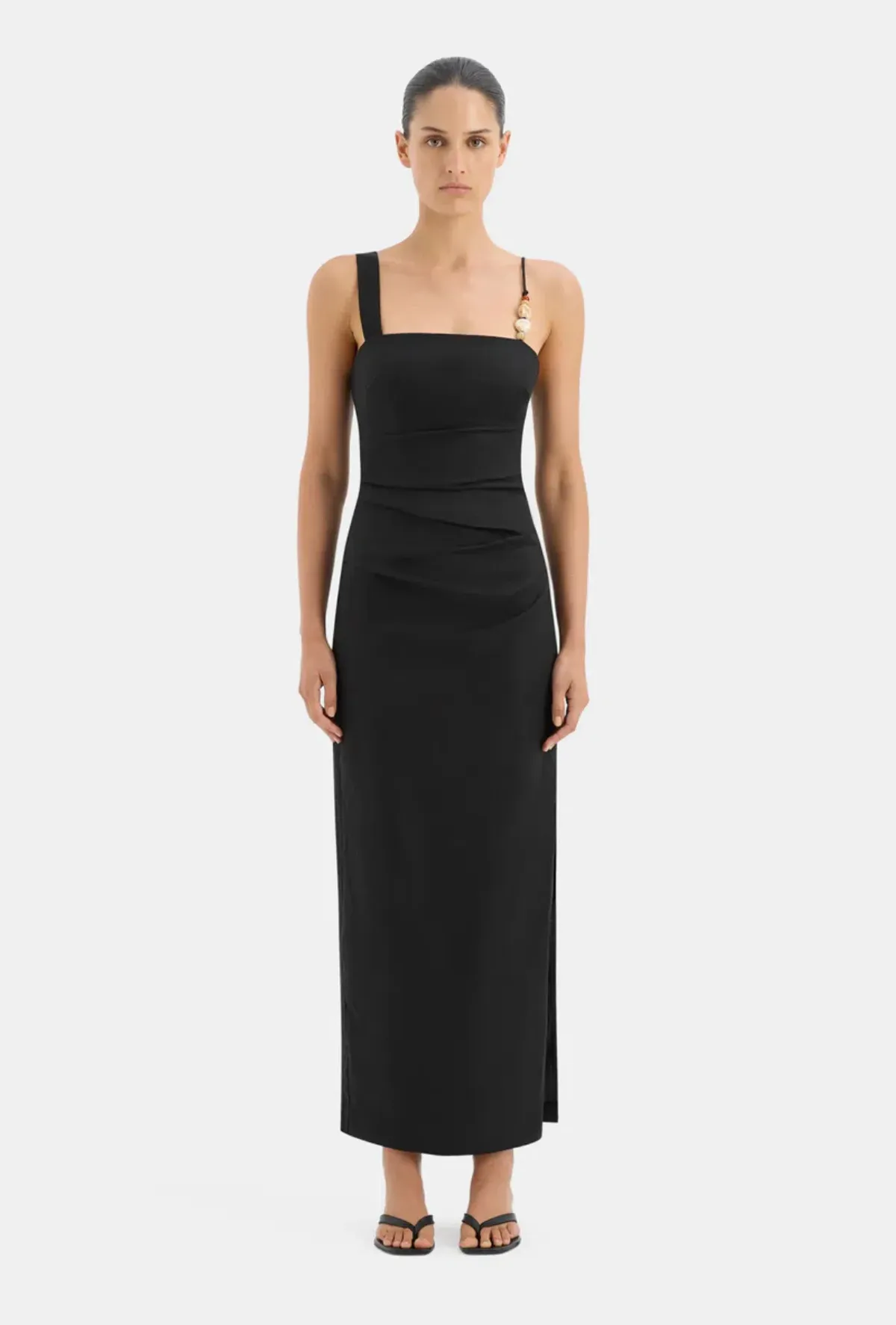 Sir The Label Antonia Beaded Midi Dress Black Size 1 / AU 8 for rent on The Volte - main image