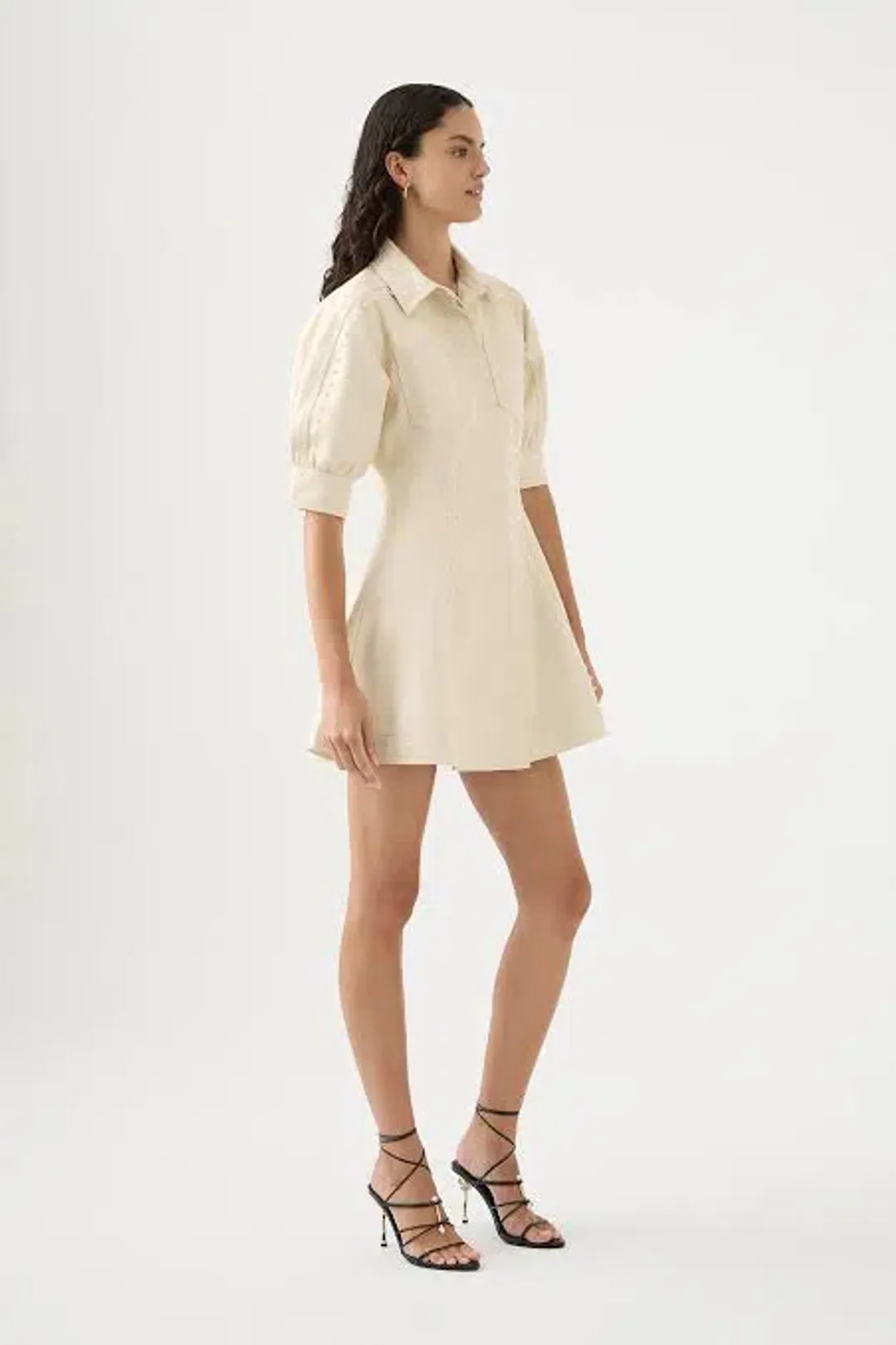 Aje Claire Pearl Mini Dress Sandstone/Beige Size 6 for rent on The Volte - main image