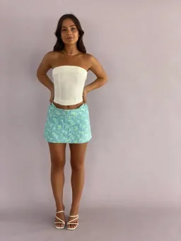 Eisha Collective Milah Mini Skirt Blue Floral Size 0 / AU 6 for rent on The Volte - image 4