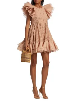 Zimmermann Dancer Frilled Mini Dress Blush Size 1 / 10 AU for rent on The Volte - image 1