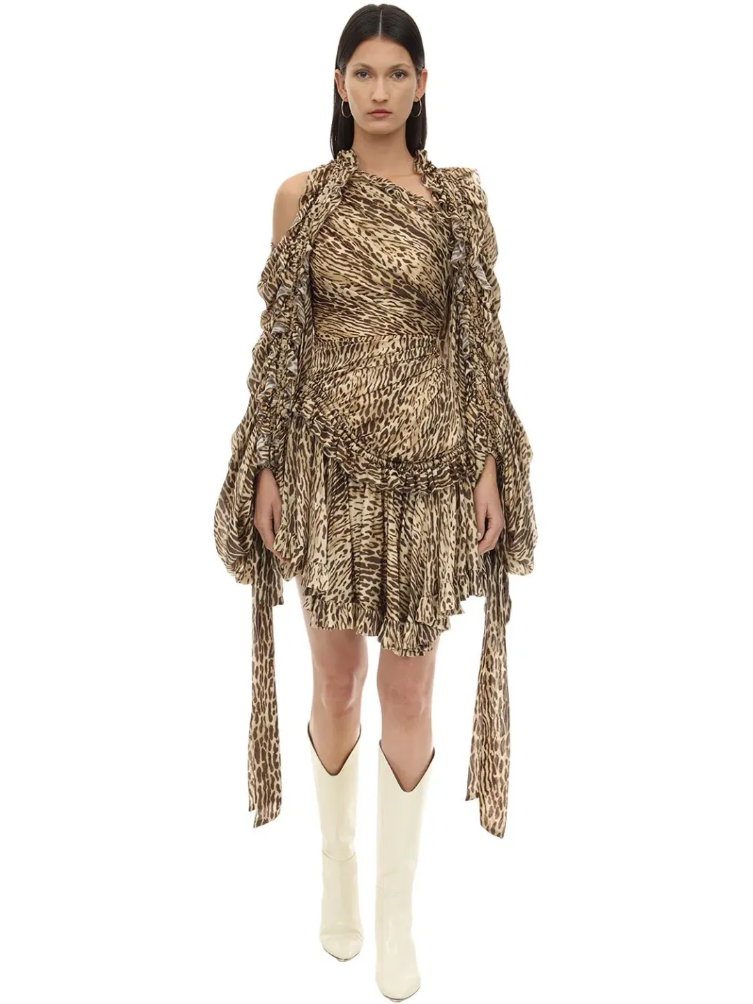 Zimmermann Espionage Drawn Mini Dress Animal Print Size 0 / 8 AU for rent on The Volte - main image