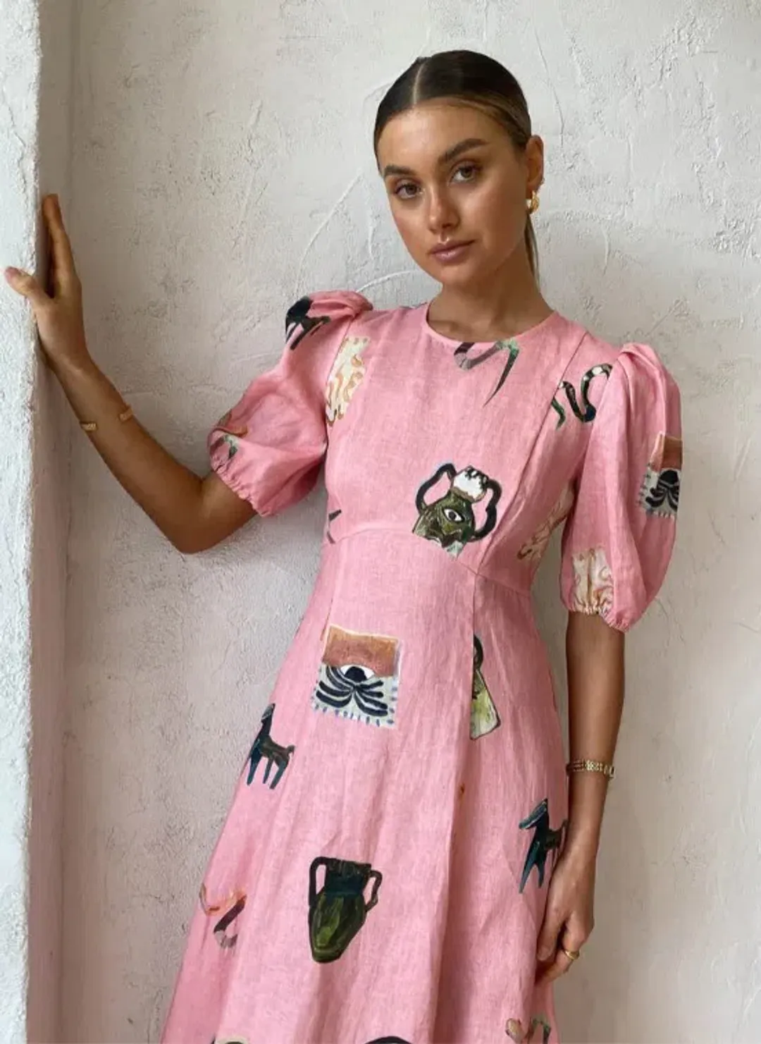 Alemais Cleo Midi Dress Pink Size 14 for rent on The Volte - main image