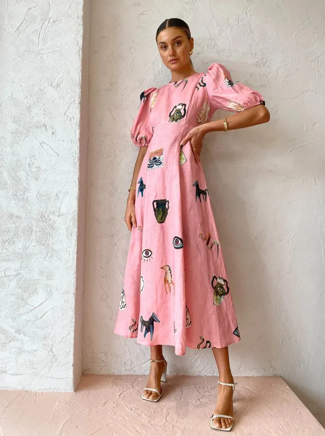 Alemais Cleo Midi Dress Pink Size 14 for rent on The Volte - main image