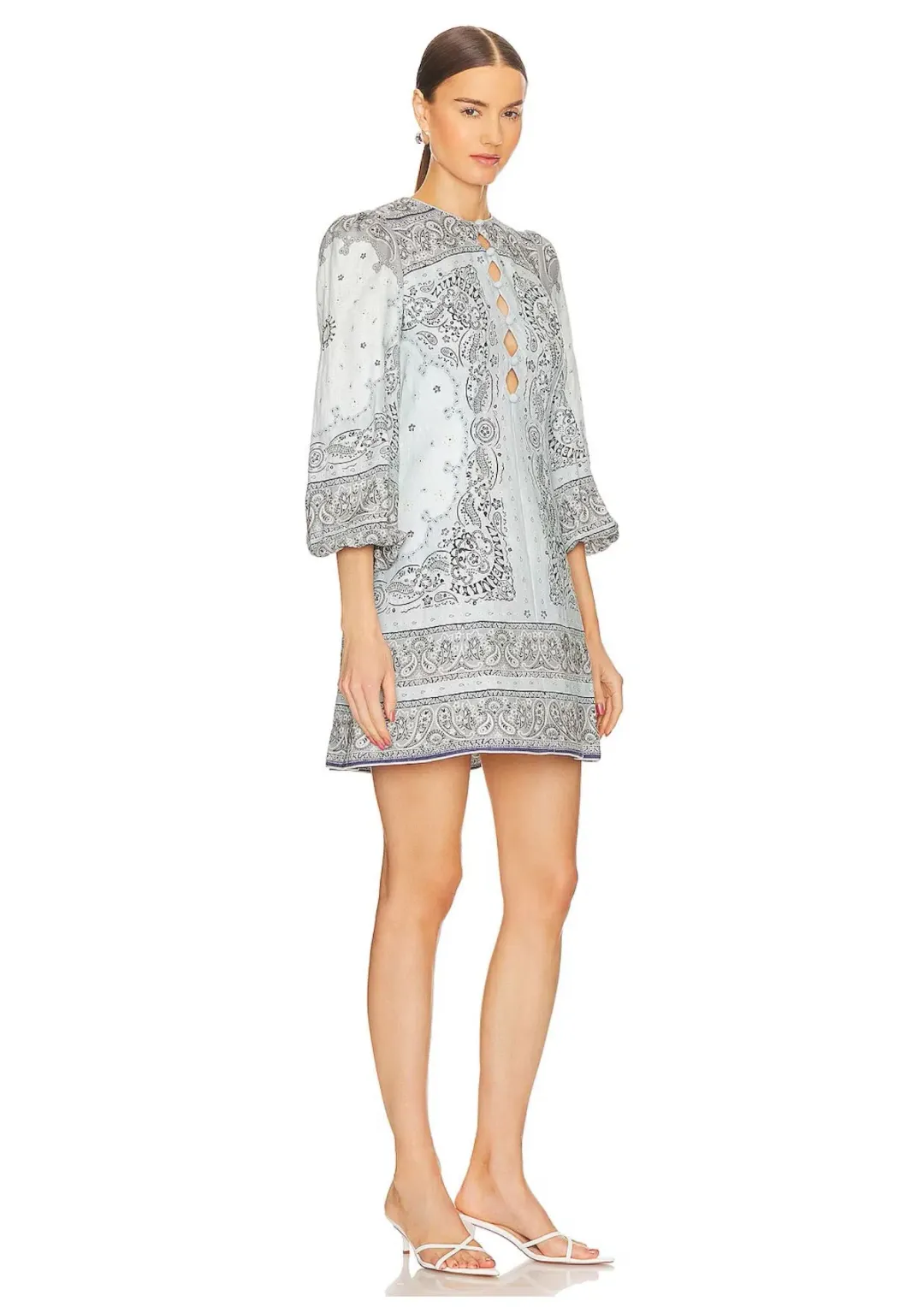 Zimmermann Matchmaker Keyhole Mini Dress Blue Bandana Size 3 / AU 14 for rent on The Volte - main image