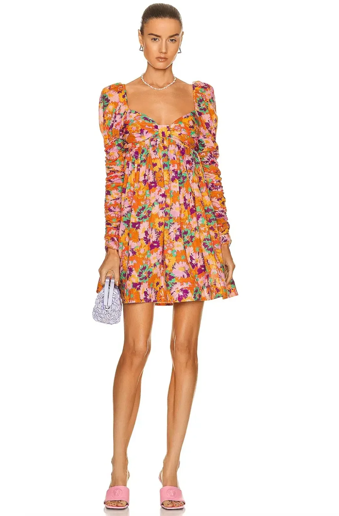 Zimmermann Violet Twist Front Mini Dress Mustard Multi Floral Size 1 / AU 10  for rent on The Volte - main image