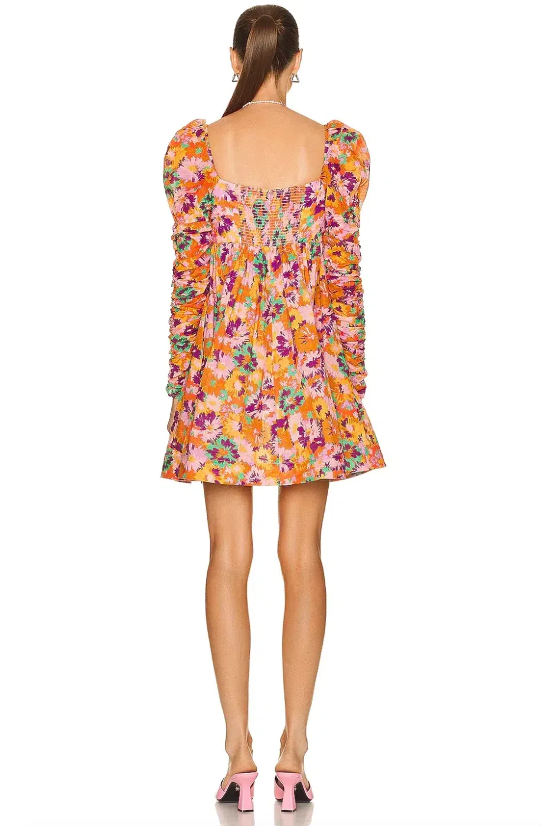 Zimmermann Violet Twist Front Mini Dress Mustard Multi Floral Size 1 / AU 10  for rent on The Volte - main image