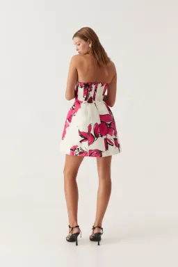 Aje Baret Strapless Mini Dress in Falling Florals Size AU 6 for rent on The Volte - image 2