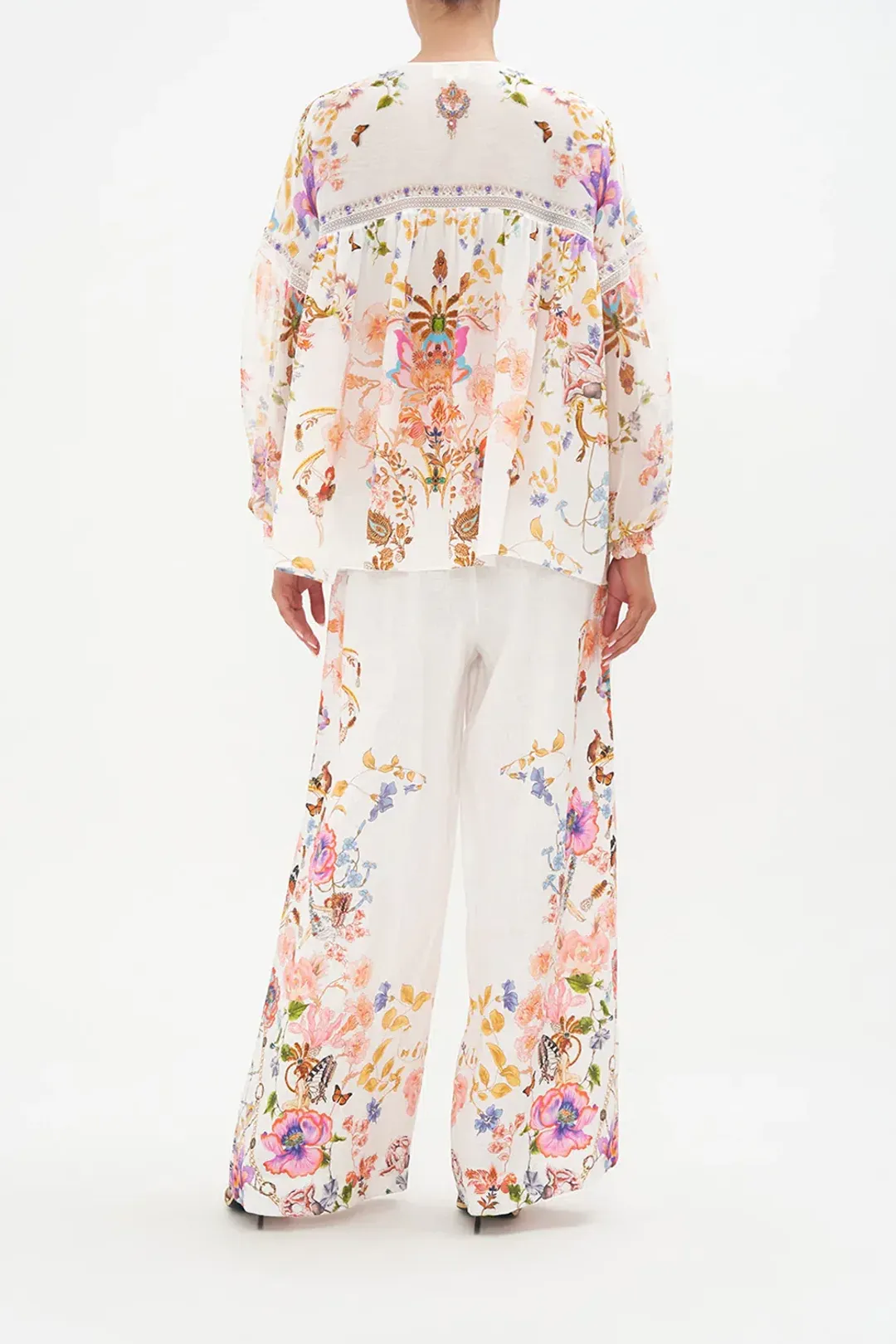 Camilla Spider Girl Blouson Blouse With Neck Tie Floral One Size for rent on The Volte - main image