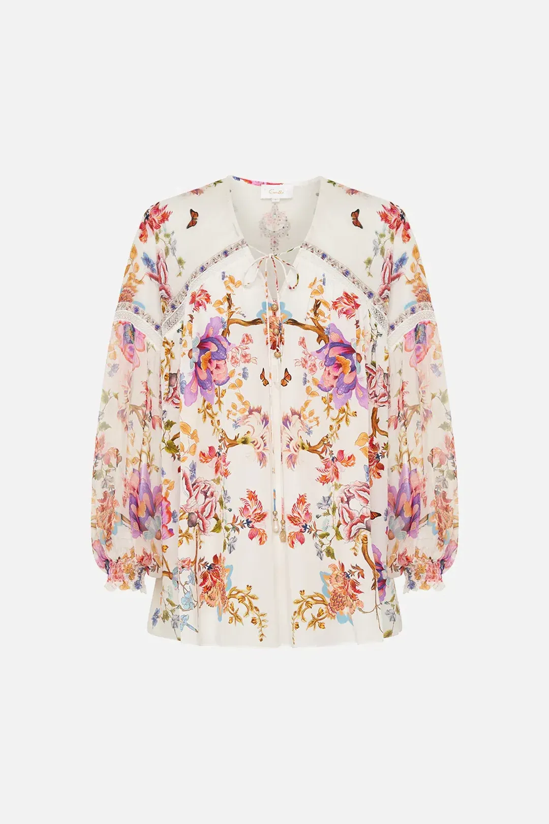 Camilla Spider Girl Blouson Blouse With Neck Tie Floral One Size for rent on The Volte - main image