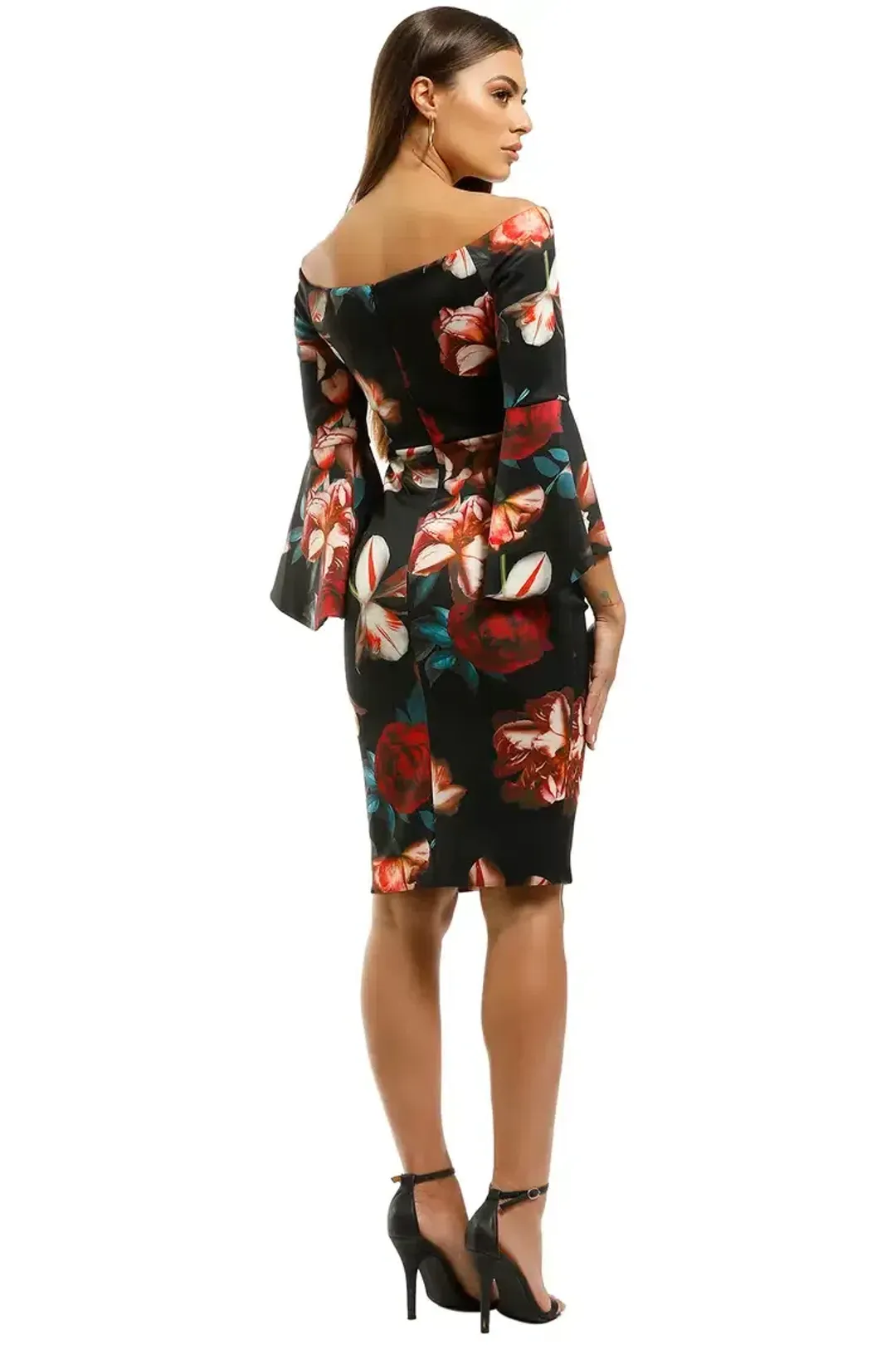 Montique Petra Printed Scuba Dress in Black Floral Size 18 for rent on The Volte - main image