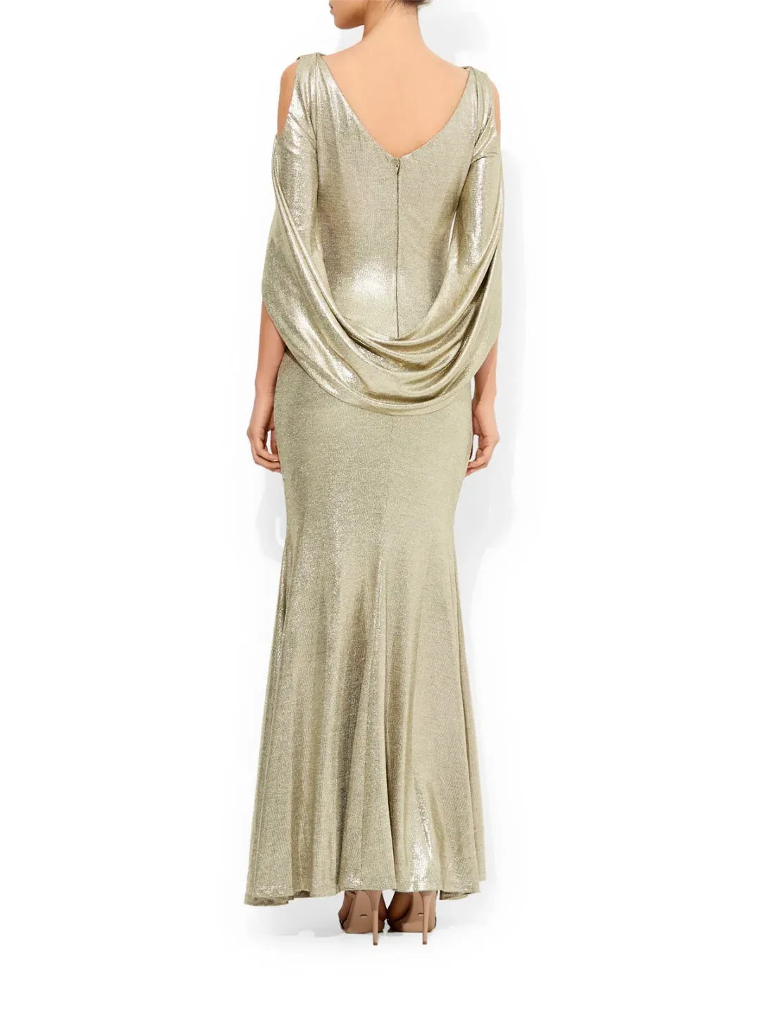 Montique Lana Metallic Gown in Gold Size 12 for rent on The Volte - main image