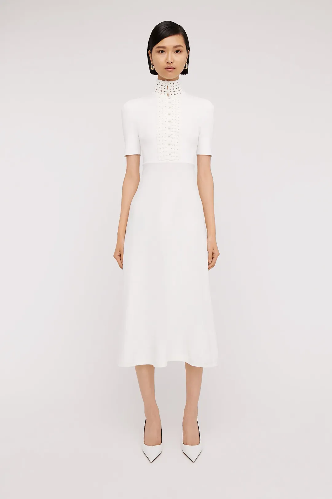 Scanlan Theodore Crepe Knit Daisy Soft Dress in Ivory/Cream Size S / AU 8 for rent on The Volte - main image