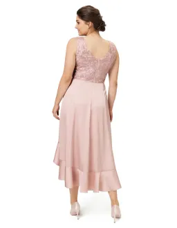 Review Thinking of You Midi Dress in Blush Size 8 for rent on The Volte - image 6