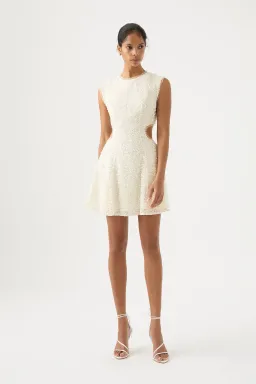Aje Mirage Beaded Mini Dress Ivory Size 8 for rent on The Volte - image 1