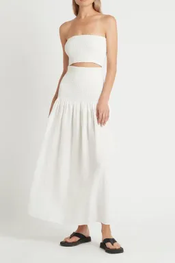 Sir The Label Madelyn Strapless Midi Dress in Ivory Size 1 / AU 8 for rent on The Volte - image 3