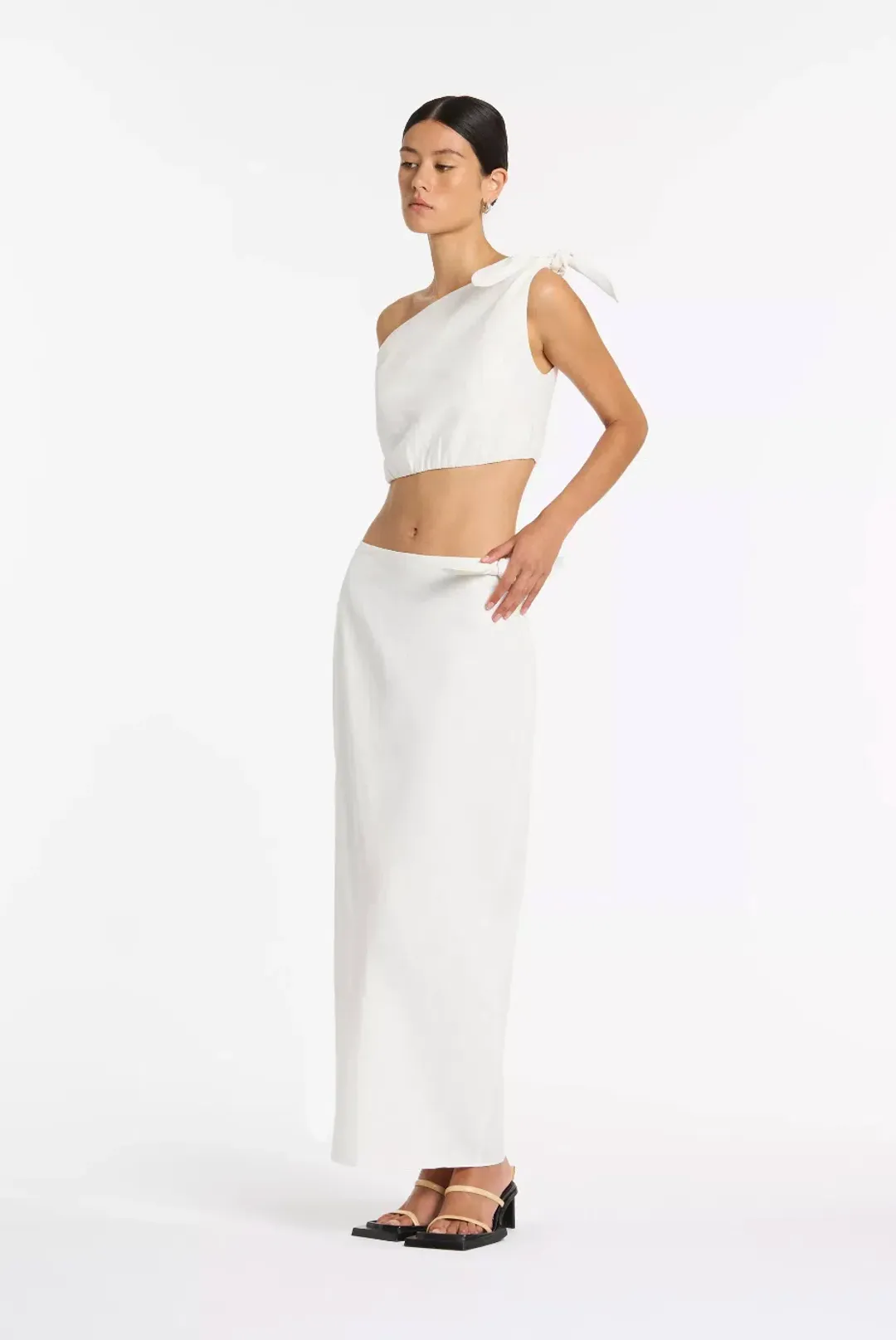 Sir The Label Bettina Tie Crop & Midi Skirt Set Ivory Size 4 / AU 14  for rent on The Volte - main image