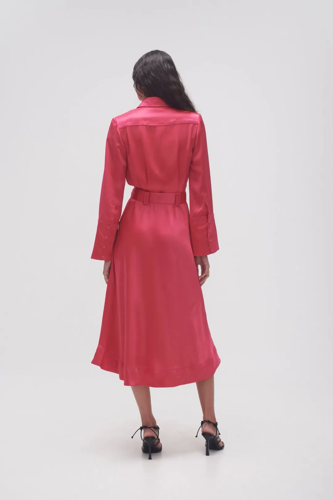 Aje Echo Belted Midi Shirt Dress in Hot Pink Size 8 for rent on The Volte - main image