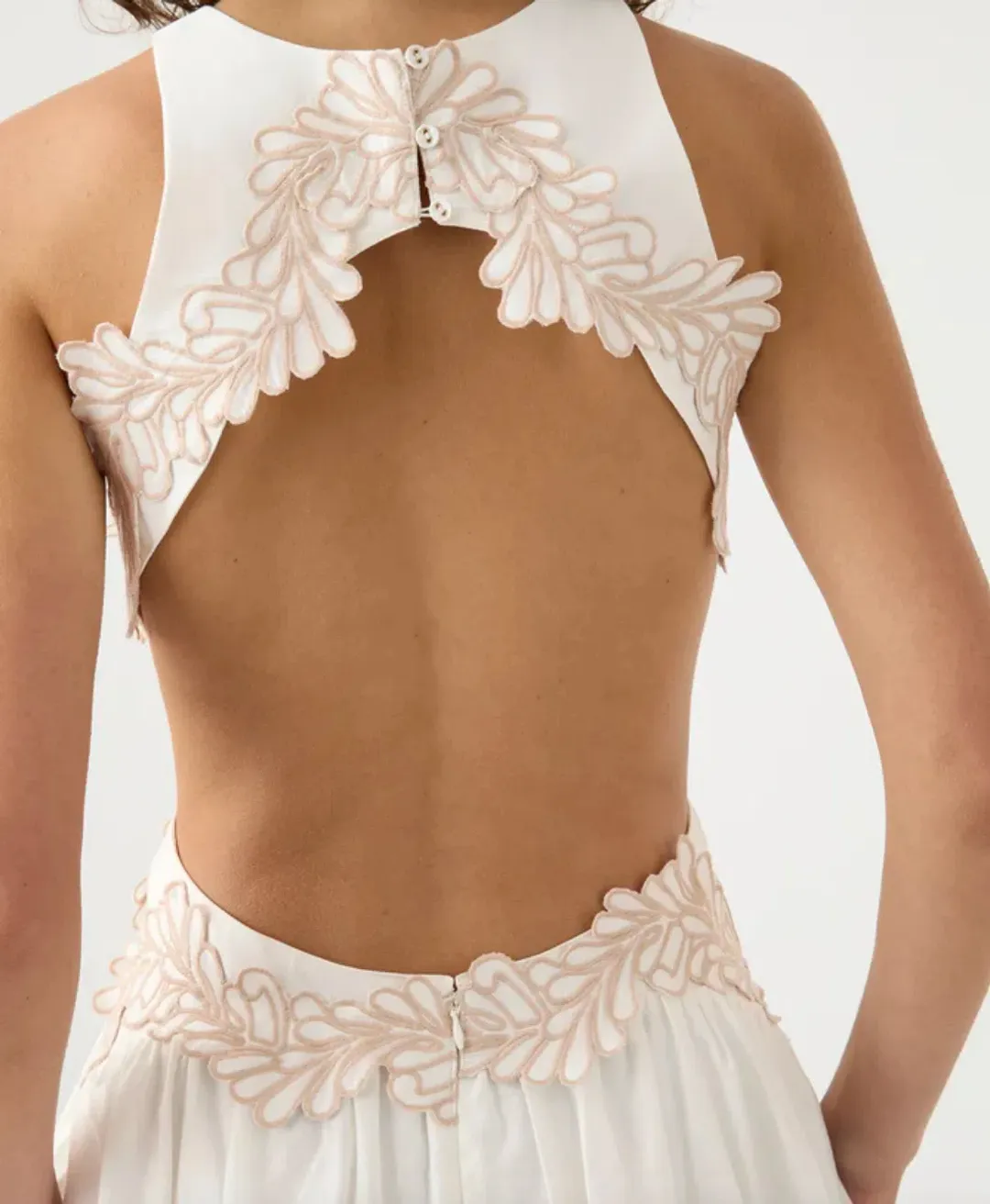 Aje Botanical Trim Midi Dress Ivory Size 8 for rent on The Volte - main image