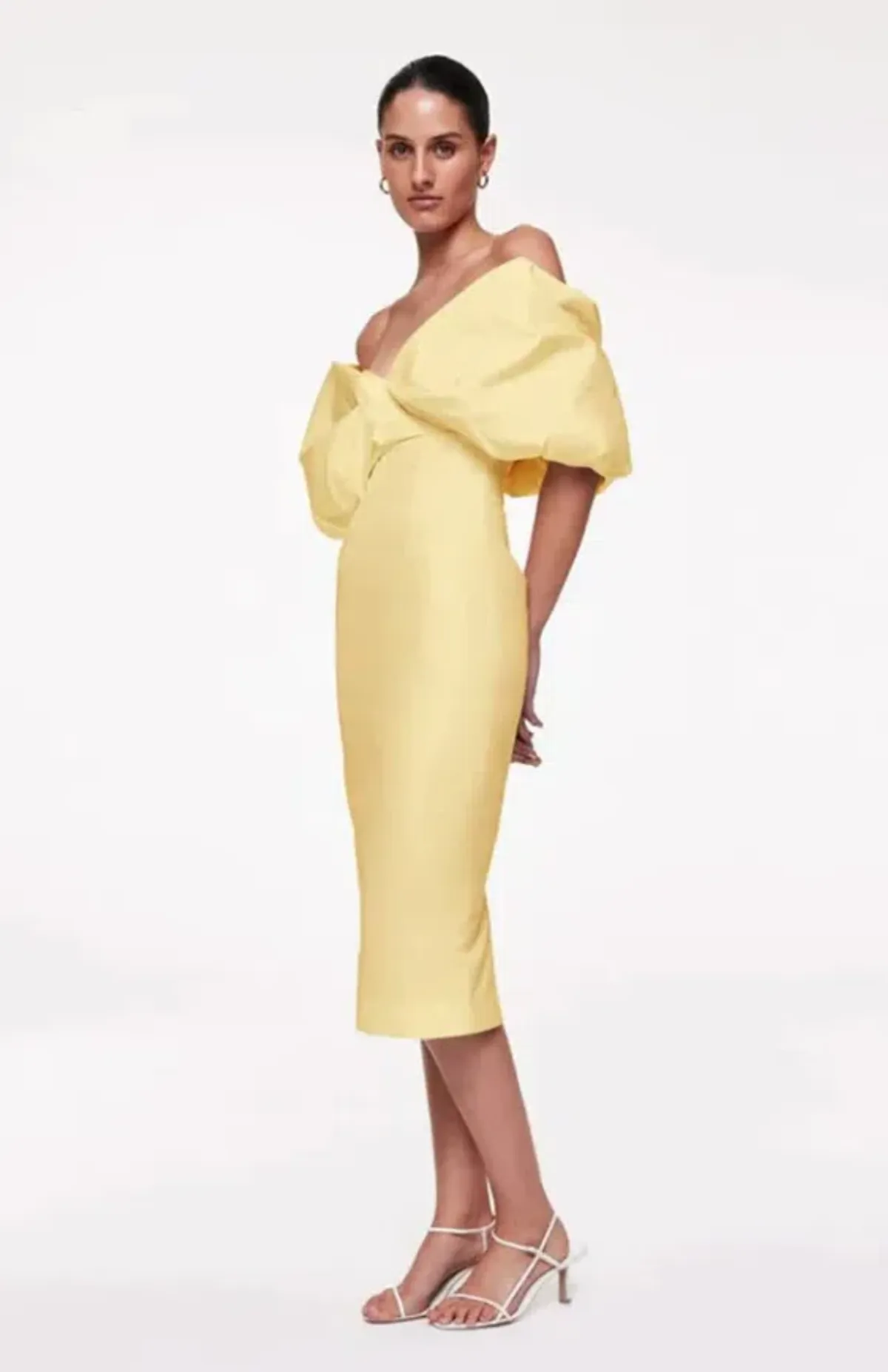 Rachel Gilbert Xavier Midi Dress in Yellow Size 2 / AU 10 for rent on The Volte - main image