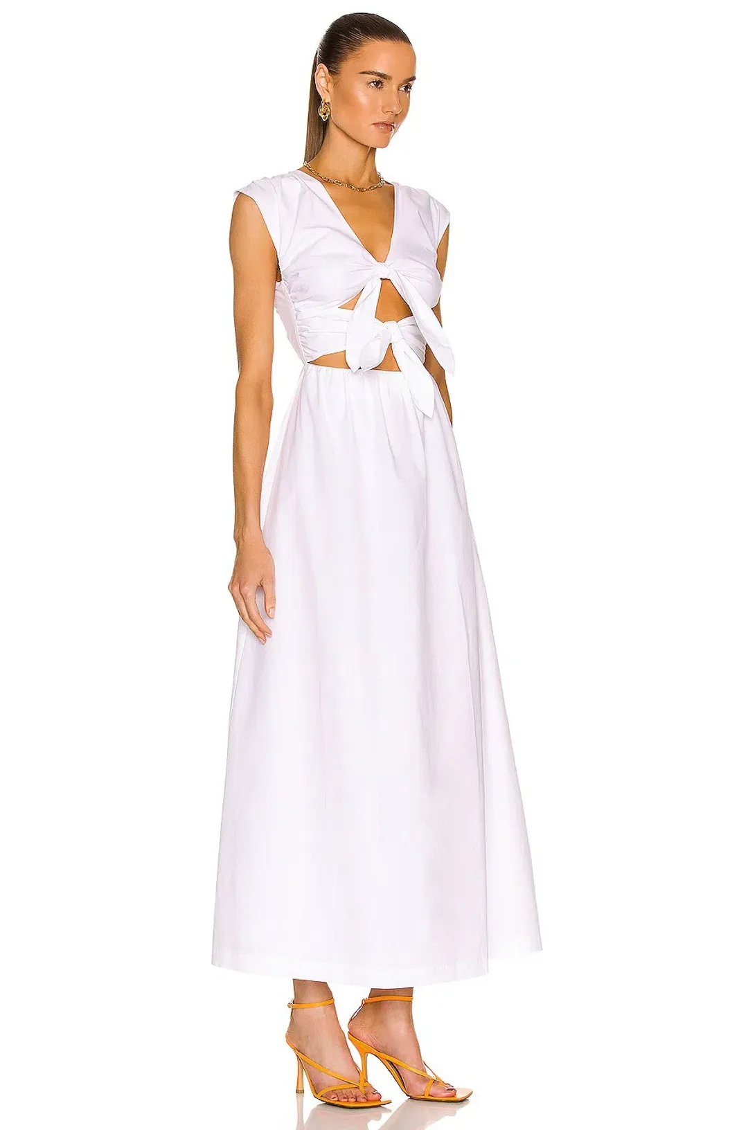 Sir The Label Anja Tie Midi Dress Chalk White Size 1 / 8 AU for rent on The Volte - main image