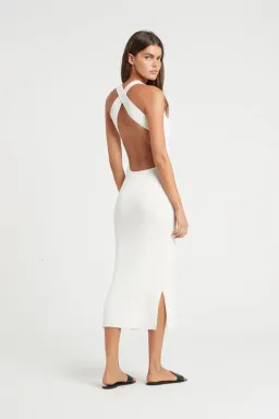 Sir the Label Marcelle Open Back Midi Dress White Size AU 6 for rent on The Volte - image 2
