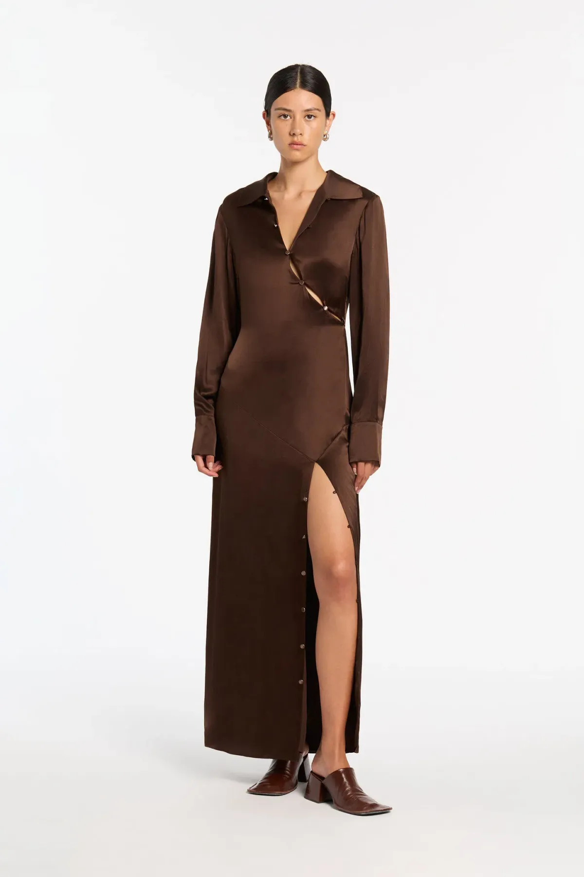 Sir The Label Selita Shirt Dress Chocolate Brown Size 1 / 8 AU for rent on The Volte - main image