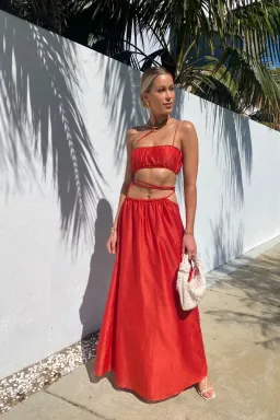 Sir The Label Lucelia Crop Top & Skirt Set Red Size 1 / AU 8 for rent on The Volte - image 2