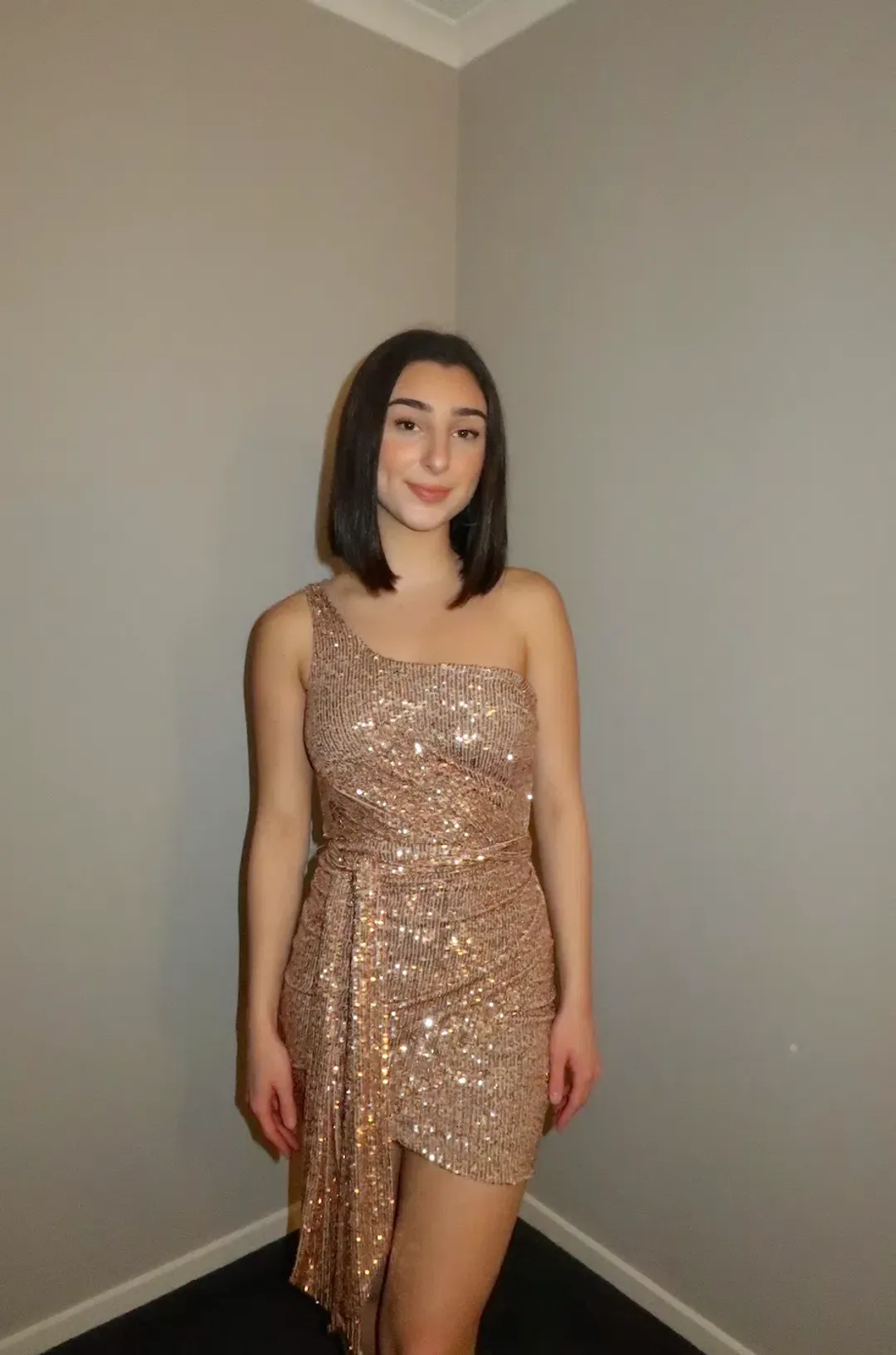 Nookie Plazzo Mini Dress Rose Gold Size XS / AU 6 for rent on The Volte - main image