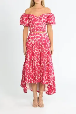 Ministry of Style Mottled Blossoms Top and Skirt Set Pink Print Size 16 for rent on The Volte - image 1