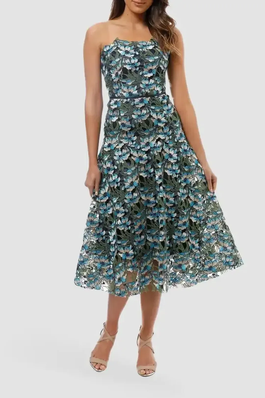 Moss and Spy Gardenia Strapless Dress Floral Size 8 for rent on The Volte - main image