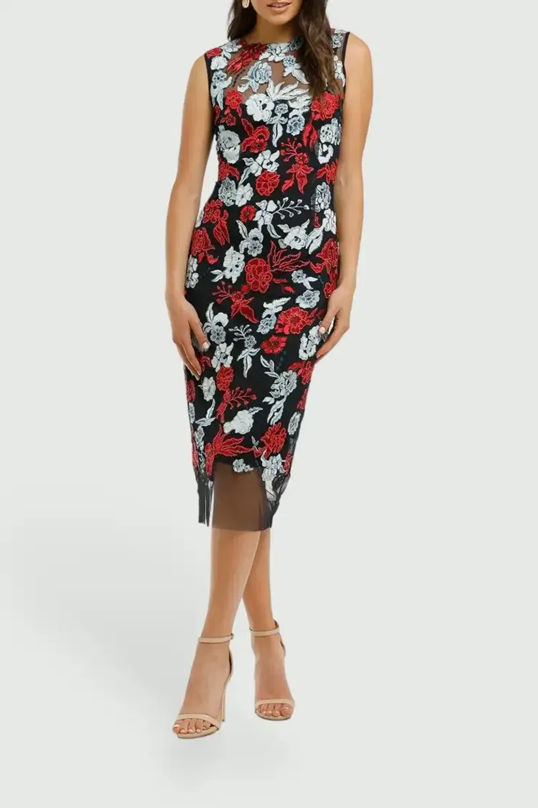 Moss and Spy Primrose Shift Dress in Navy and Red Size 10 for rent on The Volte - main image