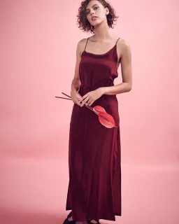 Kacey Devlin Asymmetrical Full Wrap Dress Merlot Size 10 for rent on The Volte - image 1