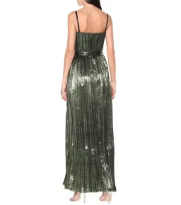 Jonathan Simkhai Metallic Plisse Strapless Gown Green Size 8 for rent on The Volte - image 2
