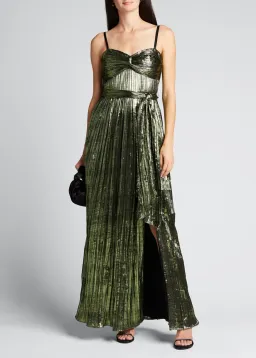Jonathan Simkhai Metallic Plisse Strapless Gown Green Size 8 for rent on The Volte - image 4